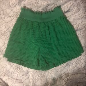Green High-Waisted Ruffle Shorts